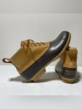 Vintage Y2K L.L. Bean Boots Mens 12 USA Made Duck Boots Brown Leather Rubber